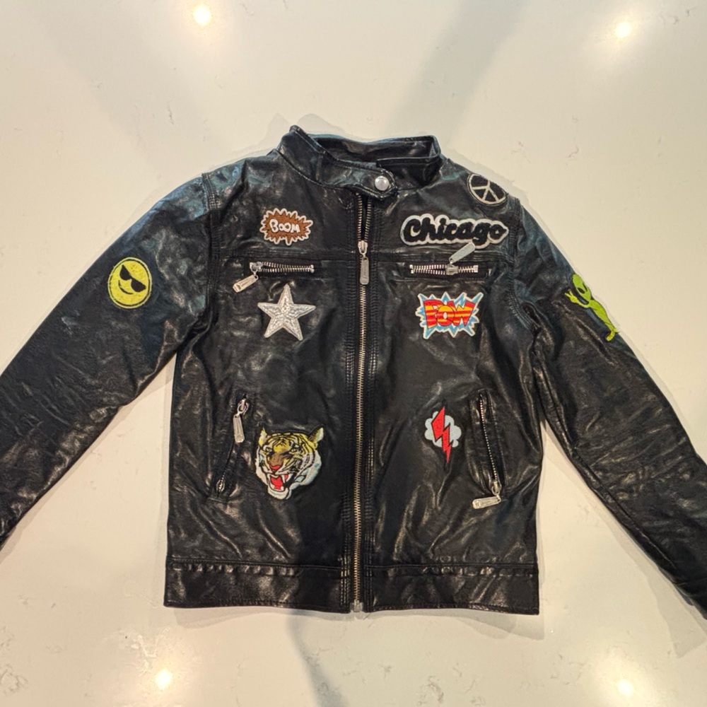 Lola + The Boys Black Kids Jacket with Patches